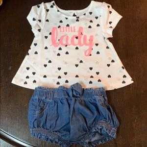 Little Lady T shirt and Ruffle Jean Shorts (0-3)